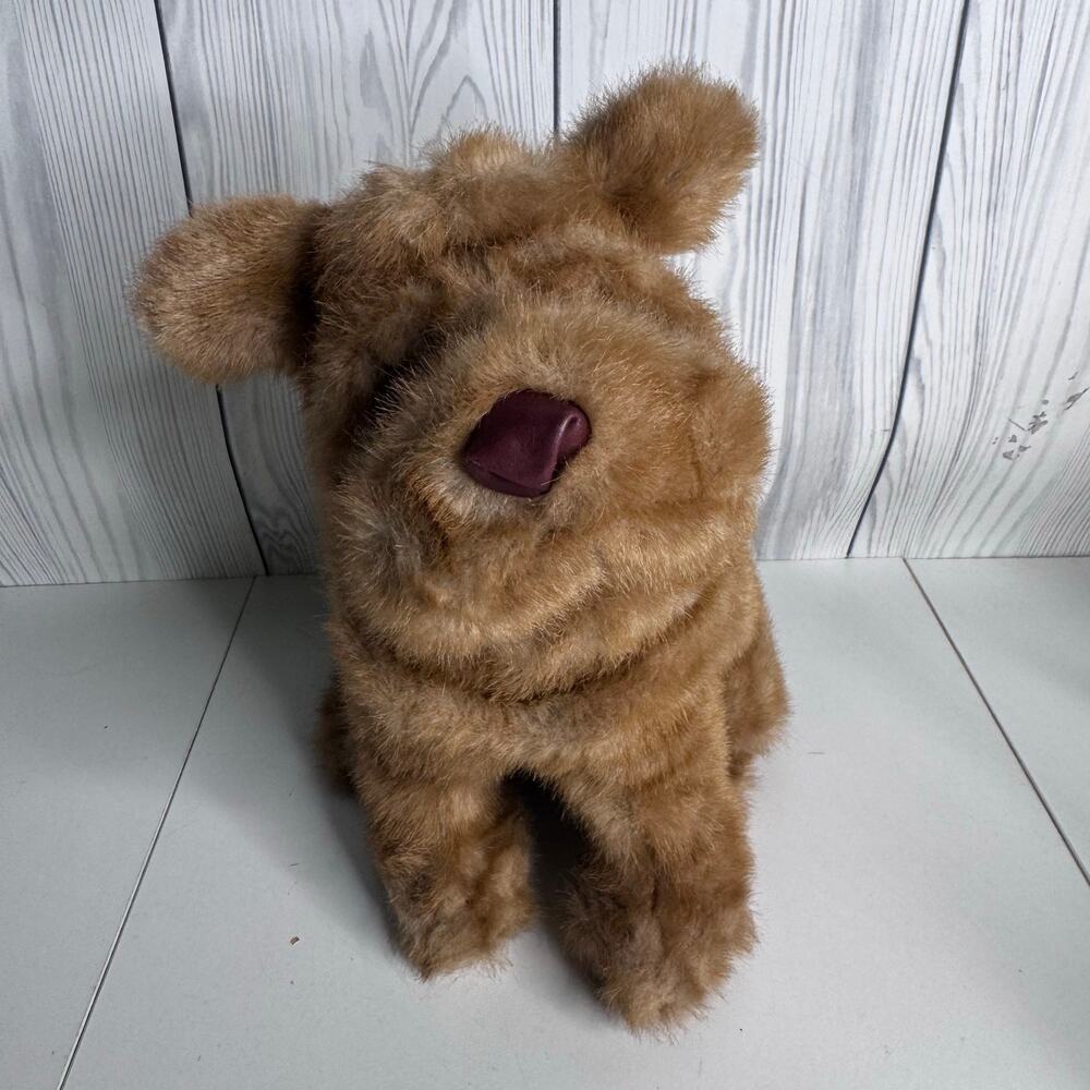 Vintage Shar Pei Plush Dog 1980s Windsor Toys 13” Tall Soft Wrinkly